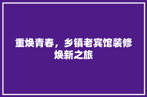 重焕青春，乡镇老宾馆装修焕新之旅 重焕青春，乡镇老宾馆装修焕新之旅 厨房维修