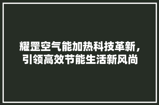 耀罡空气能加热科技革新，引领高效节能生活新风尚