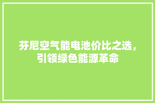 芬尼空气能电池价比之选，引领绿色能源革命