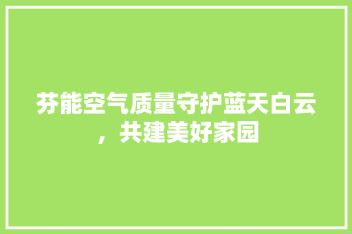 芬能空气质量守护蓝天白云，共建美好家园