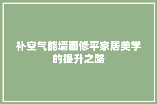 补空气能墙面修平家居美学的提升之路