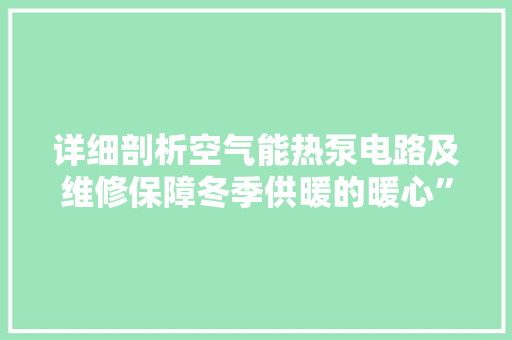 详细剖析空气能热泵电路及维修保障冬季供暖的暖心”工程