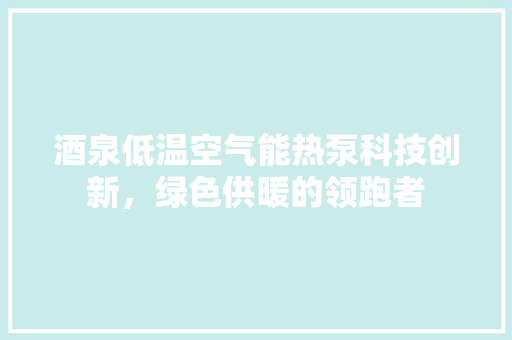 酒泉低温空气能热泵科技创新，绿色供暖的领跑者