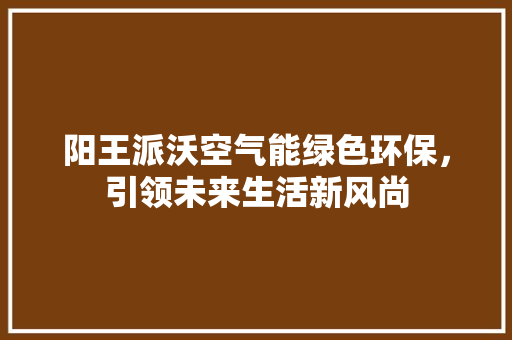 阳王派沃空气能绿色环保，引领未来生活新风尚