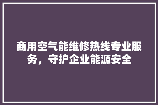 商用空气能维修热线专业服务，守护企业能源安全