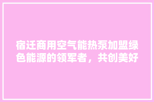宿迁商用空气能热泵加盟绿色能源的领军者，共创美好未来