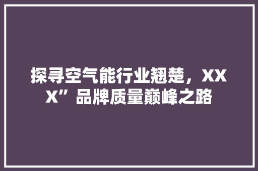 探寻空气能行业翘楚，XXX”品牌质量巅峰之路