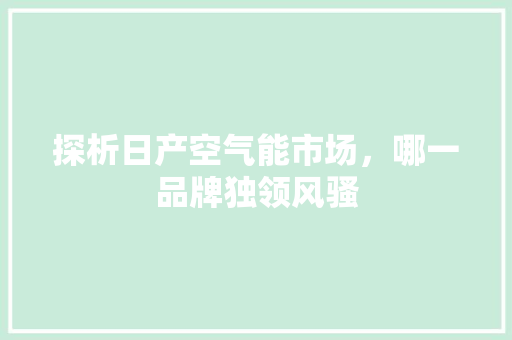 探析日产空气能市场，哪一品牌独领风骚