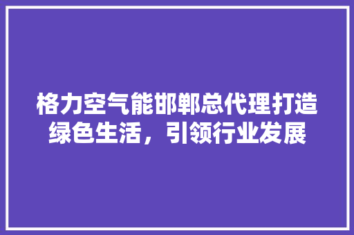 格力空气能邯郸总代理打造绿色生活，引领行业发展 综合便民