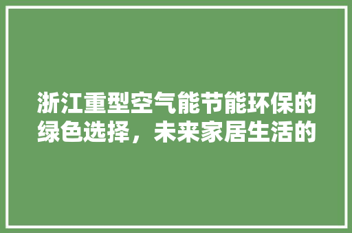 浙江重型空气能节能环保的绿色选择，未来家居生活的新趋势