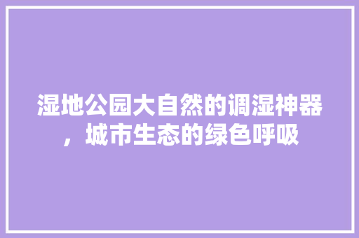 湿地公园大自然的调湿神器，城市生态的绿色呼吸 墙体维修