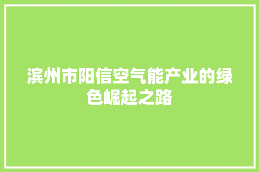 滨州市阳信空气能产业的绿色崛起之路 家电维修