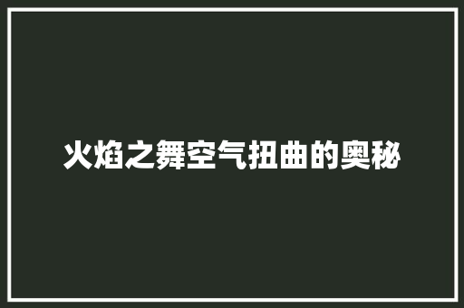 火焰之舞空气扭曲的奥秘 厨房维修