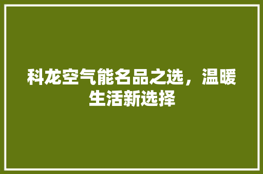 科龙空气能名品之选，温暖生活新选择