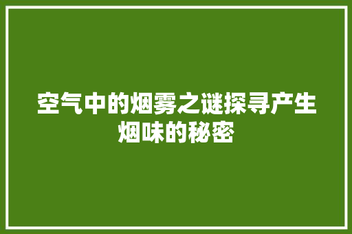 空气中的烟雾之谜探寻产生烟味的秘密
