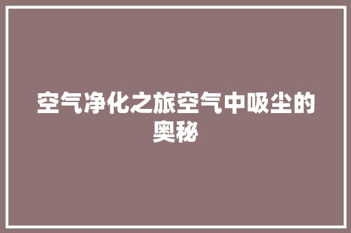 空气净化之旅空气中吸尘的奥秘