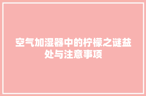 空气加湿器中的柠檬之谜益处与注意事项