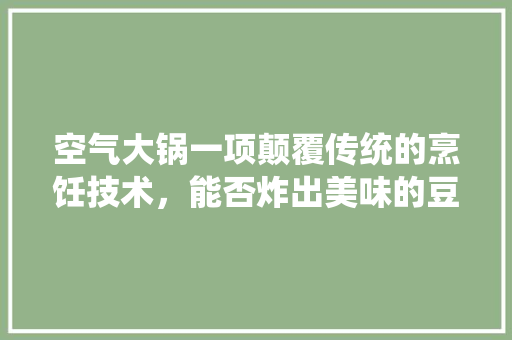 空气大锅一项颠覆传统的烹饪技术，能否炸出美味的豆腐