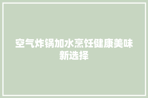 空气炸锅加水烹饪健康美味新选择