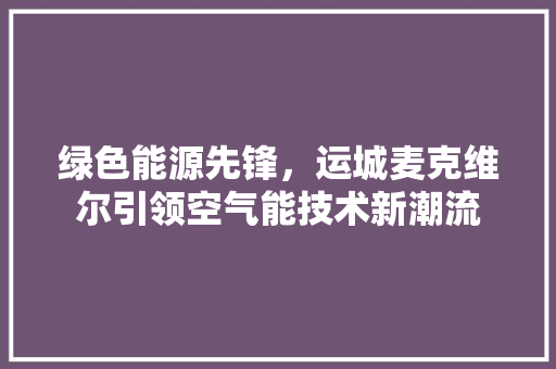 绿色能源先锋，运城麦克维尔引领空气能技术新潮流 汽车维修