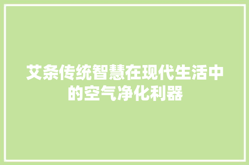 艾条传统智慧在现代生活中的空气净化利器 综合便民