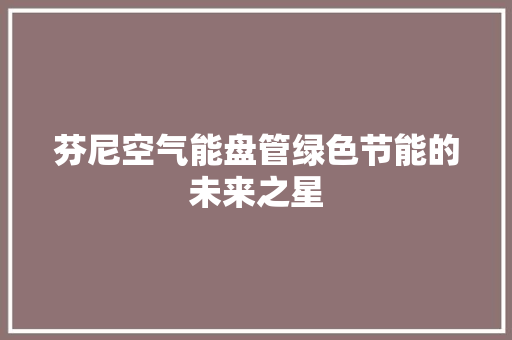 芬尼空气能盘管绿色节能的未来之星
