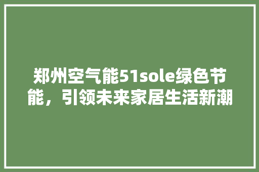 郑州空气能51sole绿色节能，引领未来家居生活新潮流 墙体维修