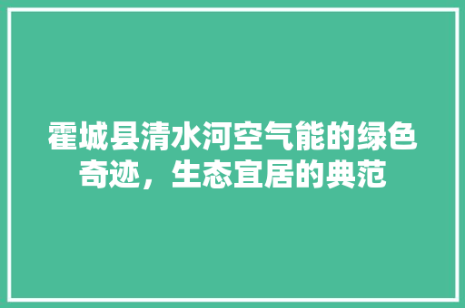 霍城县清水河空气能的绿色奇迹，生态宜居的典范 厨房维修