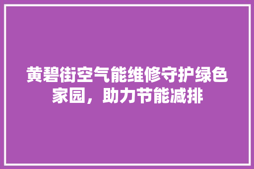 黄碧街空气能维修守护绿色家园，助力节能减排