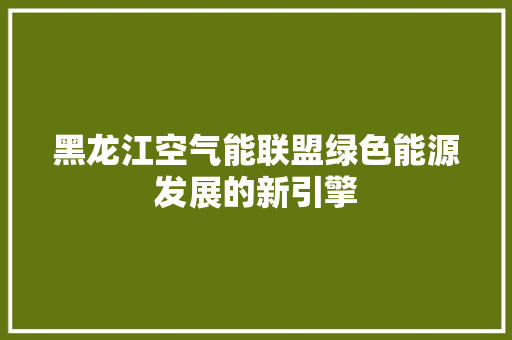 黑龙江空气能联盟绿色能源发展的新引擎