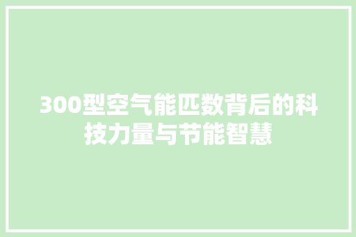 300型空气能匹数背后的科技力量与节能智慧 墙体维修