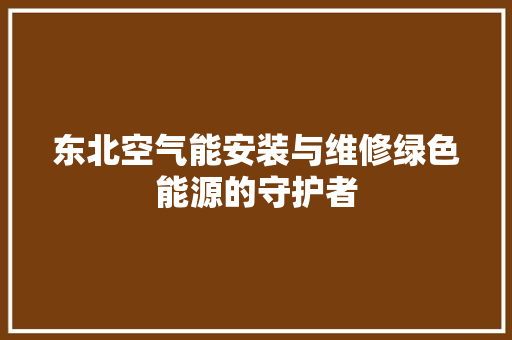 东北空气能安装与维修绿色能源的守护者