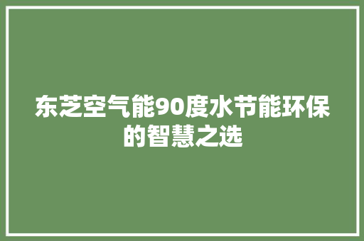 东芝空气能90度水节能环保的智慧之选