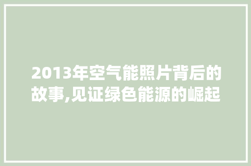 2013年空气能照片背后的故事,见证绿色能源的崛起_2013年空气能照片 2013年空气能照片背后的故事,见证绿色能源的崛起_2013年空气能照片 家电维修