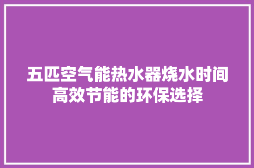 五匹空气能热水器烧水时间高效节能的环保选择