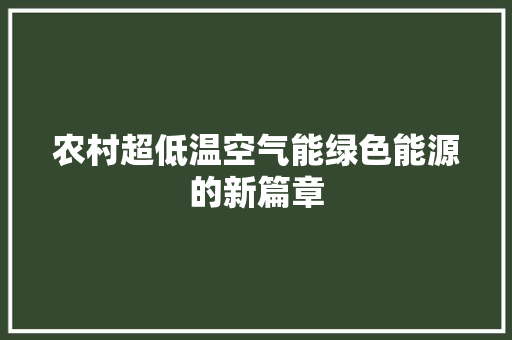 农村超低温空气能绿色能源的新篇章 厨房维修