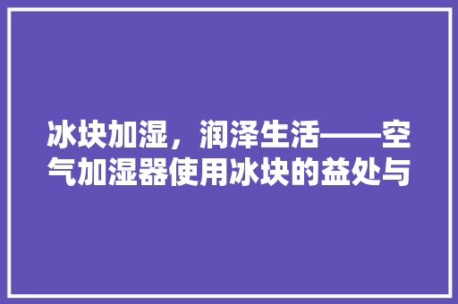 冰块加湿，润泽生活——空气加湿器使用冰块的益处与注意事项
