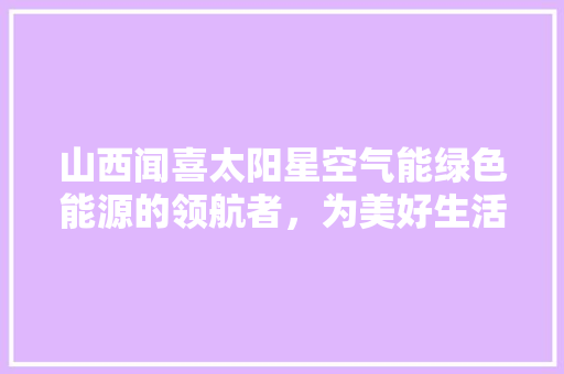 山西闻喜太阳星空气能绿色能源的领航者，为美好生活赋能