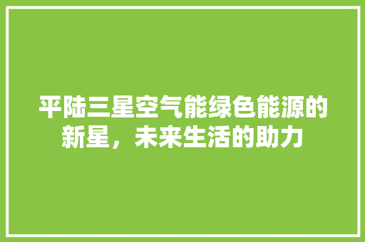 平陆三星空气能绿色能源的新星，未来生活的助力