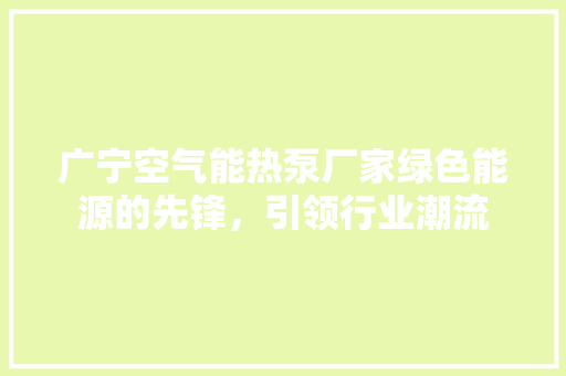 广宁空气能热泵厂家绿色能源的先锋，引领行业潮流