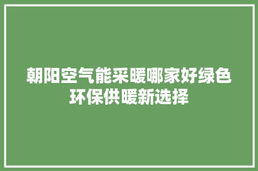 朝阳空气能采暖哪家好绿色环保供暖新选择