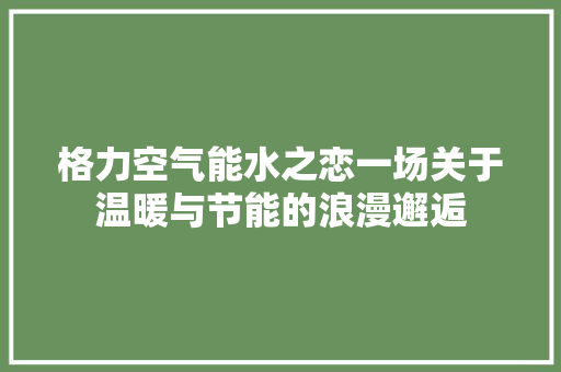 格力空气能水之恋一场关于温暖与节能的浪漫邂逅 家电维修