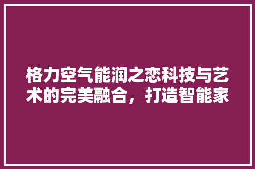 格力空气能润之恋科技与艺术的完美融合，打造智能家居新境界 厨房维修