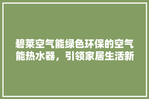 碧莱空气能绿色环保的空气能热水器，引领家居生活新风尚