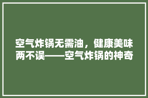 空气炸锅无需油，健康美味两不误——空气炸锅的神奇魅力