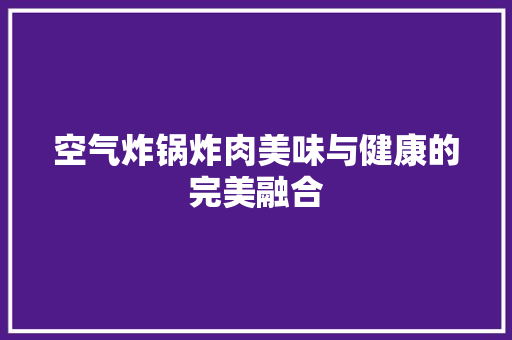 空气炸锅炸肉美味与健康的完美融合