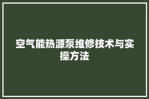 空气能热源泵维修技术与实操方法 家电维修