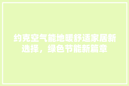 约克空气能地暖舒适家居新选择，绿色节能新篇章