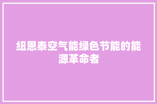 纽恩泰空气能绿色节能的能源革命者
