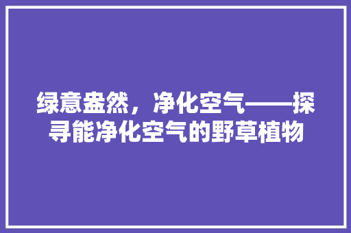 绿意盎然，净化空气——探寻能净化空气的野草植物